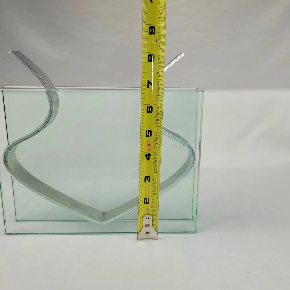 Peter Hewitt MoMA Square Ribbon Vase Glass Anodized Aluminum Modernist Decor
